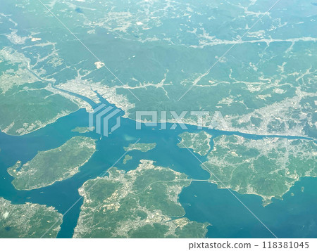 View of Onomichi and Mihara city from the plane 118381045