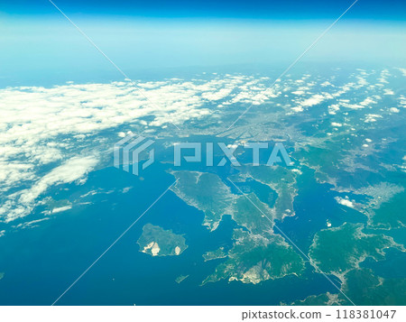 View of Hiroshima city and Etajima from the plane View of Hiroshima city and Etajima from the plane 118381047