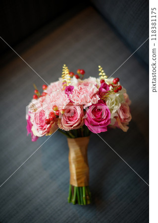 Beautiful bouquet of flowers very colorful and beautiful, floral shop concept,.beautiful fresh cut bouquet, flowers delivery for many occasion, wedding, party, and other celebrations background 118381175
