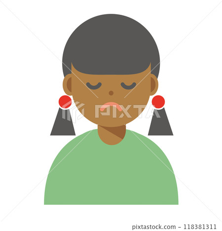 Illustration of a woman closing her eyes Illustration of a woman closing her eyes 118381311