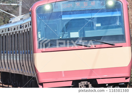 E531 series red electric train running on the Joban Line 118381380