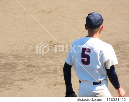 Back view of a baseball player Back view of a baseball player 118381412