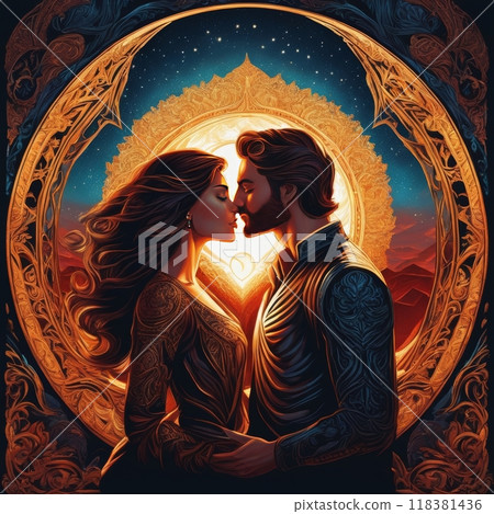 Romantic date. Beautiful couple kissing 118381436