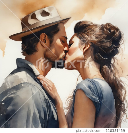 Romantic date. Beautiful couple kissing 118381439