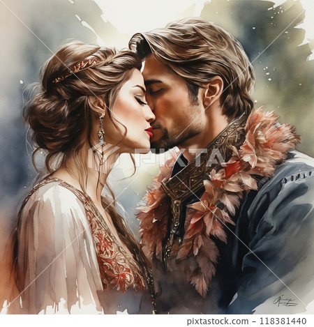 Romantic date. Beautiful couple kissing 118381440
