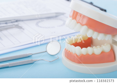 Image of tooth model and dental treatment 118381573