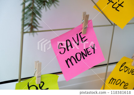 SAVE MONEY financial goal on Dream board promises and aims. Preparation for new year new life new me. Visualizing wish list for 2025. Dreams plan action resolutions for coming year. Inspirational self SAVE MONEY financial goal on Dream board promises and aims. Preparation for new year new life new me. Visualizing wish list for 2025. Dreams plan action resolutions for coming year. Inspirational self 118381618