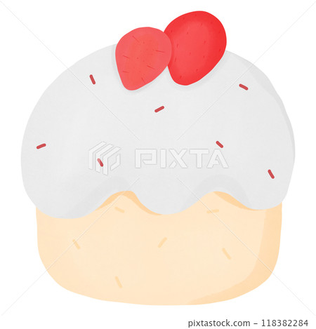 cake and strawberry, hand drawn, transparency illustration. 118382284