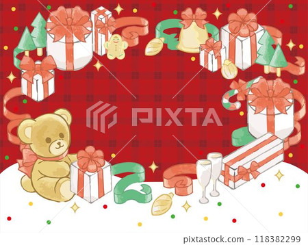 Christmas hand-drawn watercolor frame background cute copy space illustration material Christmas hand-drawn watercolor frame background cute copy space illustration material 118382299