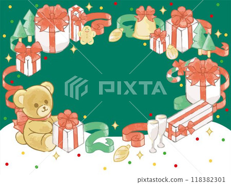 Christmas hand-drawn watercolor frame background cute copy space illustration material Christmas hand-drawn watercolor frame background cute copy space illustration material 118382301