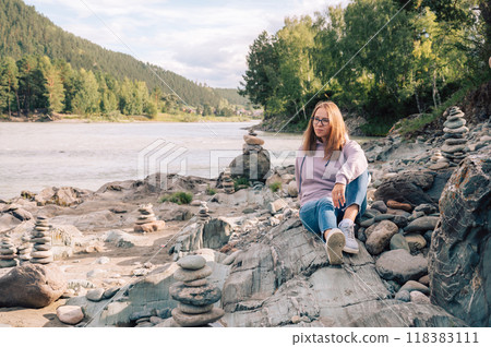 Woman at the river Katun Woman at the river Katun 118383111