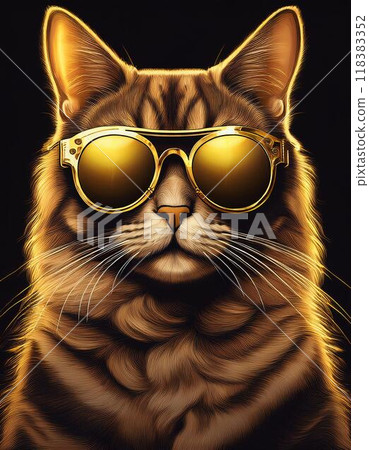 Golden cat with sunglasses 118383352