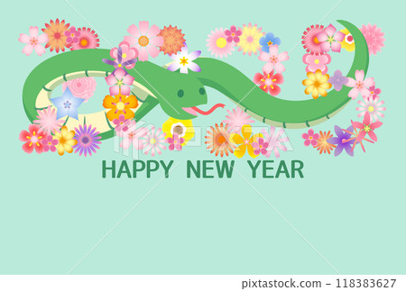 2025 Year of the Snake New Year's card template Flower 118383627