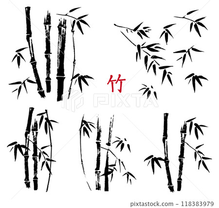 用畫筆畫出的竹子 118383979