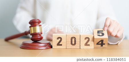 2024 end year to Happy New Year 2025 with judge gavel on table. Law, lawyer, judgment, justice auction and bidding concept 2024 end year to Happy New Year 2025 with judge gavel on table. Law, lawyer, judgment, justice auction and bidding concept 118384051