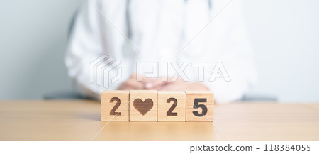 Happy New Year 2025 with doctor. health care, Insurance, donation, Wellness and medical concepts Happy New Year 2025 with doctor. health care, Insurance, donation, Wellness and medical concepts 118384055
