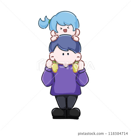 男人肩上扛著一個女孩 118384714