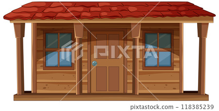 Cozy Wooden Cabin with Red Roof Cozy Wooden Cabin with Red Roof 118385239