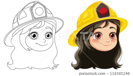 Firefighter Girl Vector Illustration 118385246