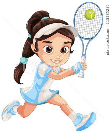 Young Girl Playing Tennis 118385253