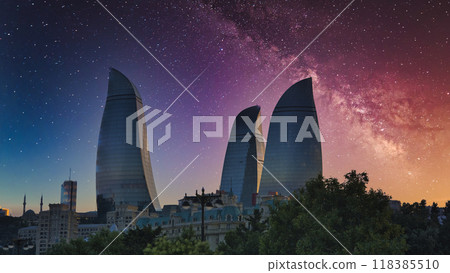 巴庫的現代建築與星空複合 巴庫的現代建築與星空複合 118385510