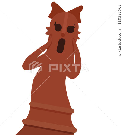 Illustration of a girl doll in the style of Munch's The Scream 118385565