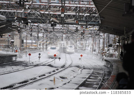 Maibara Station in the snow Maibara Station in the snow 118385833
