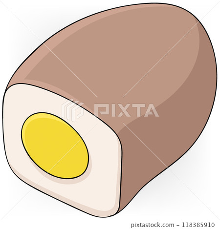 cartoon illustration doodle image object icon, toast with egg filling 118385910