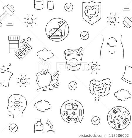 Healthy eating and digestion seamless pattern 118386002