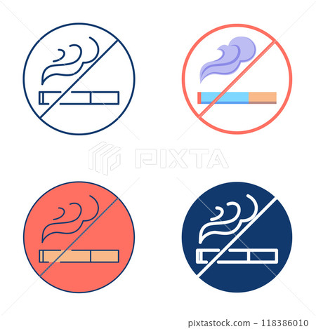 No smoking icon set in flat and line style No smoking icon set in flat and line style 118386010