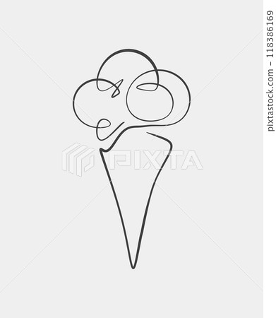 Minimalist Line Art Ice Cream Cone Drawing Minimalist Line Art Ice Cream Cone Drawing 118386169