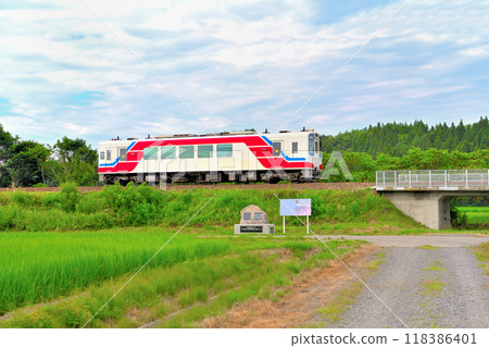 Tohoku, Kuji, Rikuchu Ube-Noda Station, the location where the lovelorn protagonist raced against the Kitasanriku Railway on his bicycle, Kuji City, Iwate Prefecture (7) 118386401