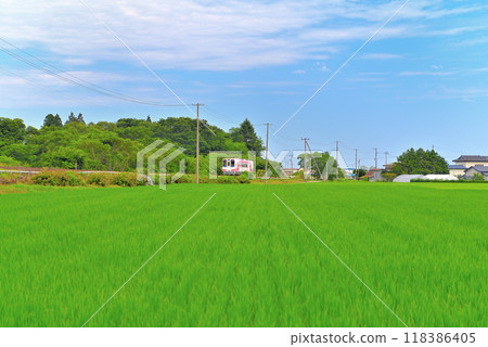 東北、久慈、陸中宇部野田站、主角與北三陸鐵道較量的拍攝地田園風光，岩手縣久慈市（2） 118386405