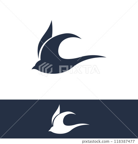 Simple logo template design silhouette of a martin martlet swallow flying hovering. 118387477