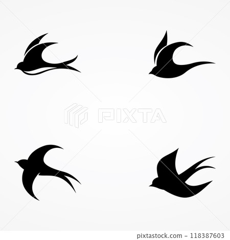Simple logo template design silhouette of a martin martlet swallow flying hovering. 118387603
