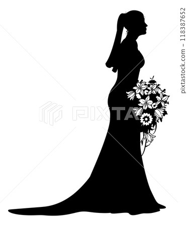 Bride Bridal Wedding Dress Silhouette Woman Design Bride Bridal Wedding Dress Silhouette Woman Design 118387652