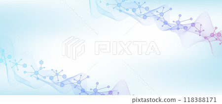 Molecular abstract structure background. Scientific vector illustration with molecule DNA. Medical, science and technology concept for banner template or header 118388171