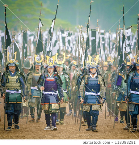 Samurai marching out 118388281