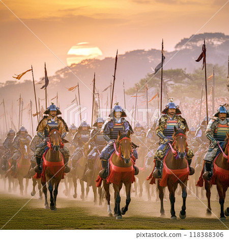 Samurai marching out 118388306