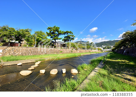 Ashiya River, Scenery with Stepping Stones, Narihira Sakura Street, Near Taisho Bridge, Ashiya City, Hyogo Prefecture Ashiya River, Scenery with Stepping Stones, Narihira Sakura Street, Near Taisho Bridge, Ashiya City, Hyogo Prefecture 118388355
