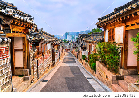 Bukchon Hanok Village with traditional houses in Seoul, South Korea 118388435