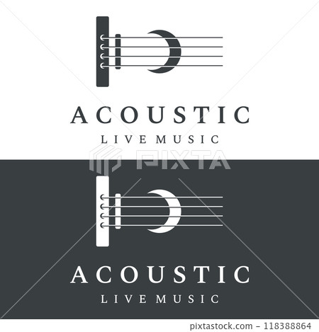 Logo design for simple guitar musical instruments, music, bands, live music, and acoustics, nightclubs. 118388864
