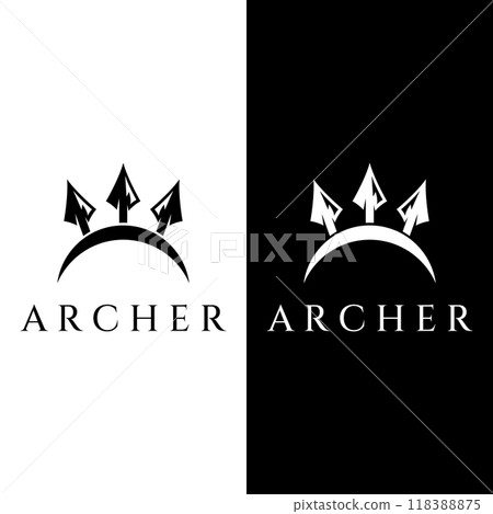 Creative design logo template archer silhouette.Vintage hipster arrowheads,arrows and bows.Arrows for hunting. 118388875
