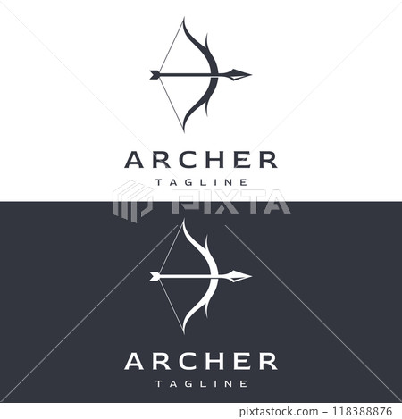 Creative design logo template archer silhouette.Vintage hipster arrowheads,arrows and bows.Arrows for hunting. 118388876