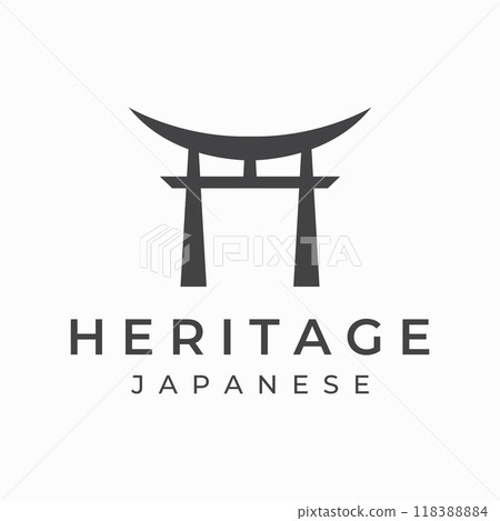 Creative design of ancient japanese tori gate logo.Japan heritage, culture and history tori gate.Logo for business. Creative design of ancient japanese tori gate logo.Japan heritage, culture and history tori gate.Logo for business. 118388884