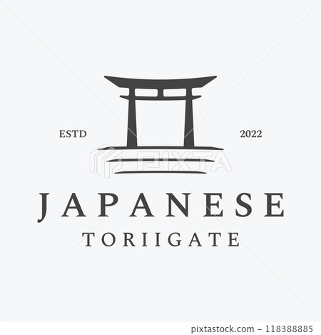 Creative design of ancient japanese tori gate logo.Japan heritage, culture and history tori gate.Logo for business. Creative design of ancient japanese tori gate logo.Japan heritage, culture and history tori gate.Logo for business. 118388885