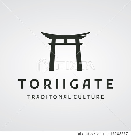 Creative design of ancient japanese tori gate logo.Japan heritage, culture and history tori gate.Logo for business. Creative design of ancient japanese tori gate logo.Japan heritage, culture and history tori gate.Logo for business. 118388887