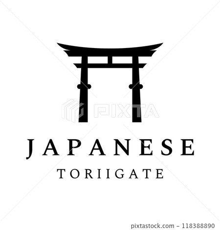 Creative design of ancient japanese tori gate logo.Japan heritage, culture and history tori gate.Logo for business. 118388890