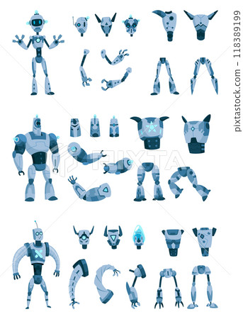 Robot constructor Parts and Sprites specifically designed for Animation projects and usage 118389199