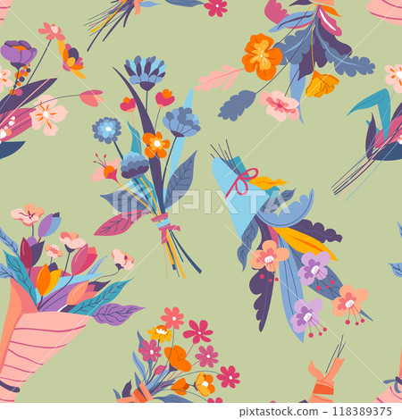 Floral Bouquets Seamless Pattern Vector 118389375